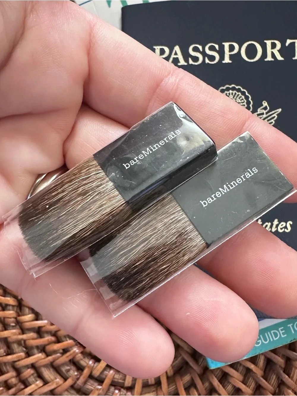 bareMinerals 2 Compact Travel Face Brushes in Brown and Black